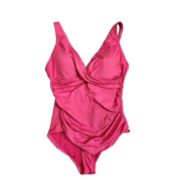 Sea Level Swim One Piece Swimsuit US Size 12 Red Ruched - Picture 1 of 4